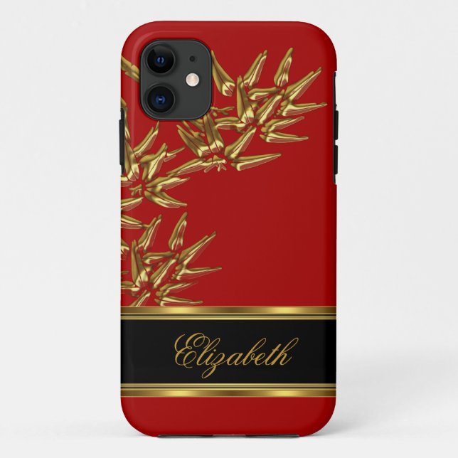 iPhone 5 Elegant Classy Asian Bamboo Red Gold Case-Mate iPhone Case (Back)