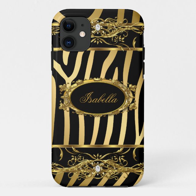 iPhone 5 Elegant Classy Gold Zebra Black Case-Mate iPhone Case (Back)