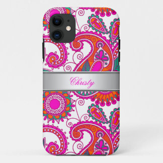 iPhone 5 Elegant Classy Pink Paisley Pattern 11 Case