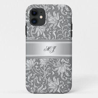 iPhone 5 Elegant Classy Silver White 11 Case