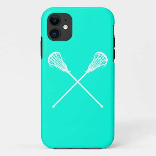 iPhone 5 Lacrosse Sticks Turquoise iPhone 11 Case