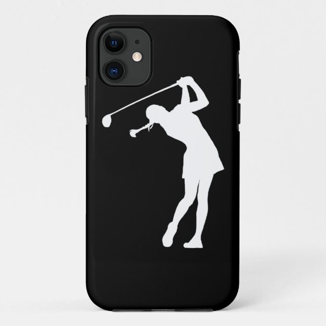 iPhone 5 Lady Golfer Silhouette White on Black Case-Mate iPhone Case (Back)