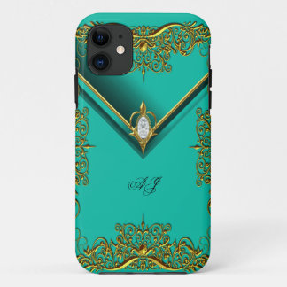 iPhone 5 Monogram Regal Elegant Jade Gold 11 Case