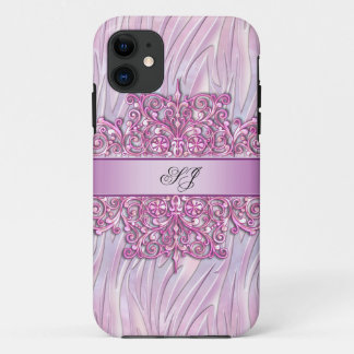 iPhone 5 or 4 Zebra Damask Pretty Pink 11 Case