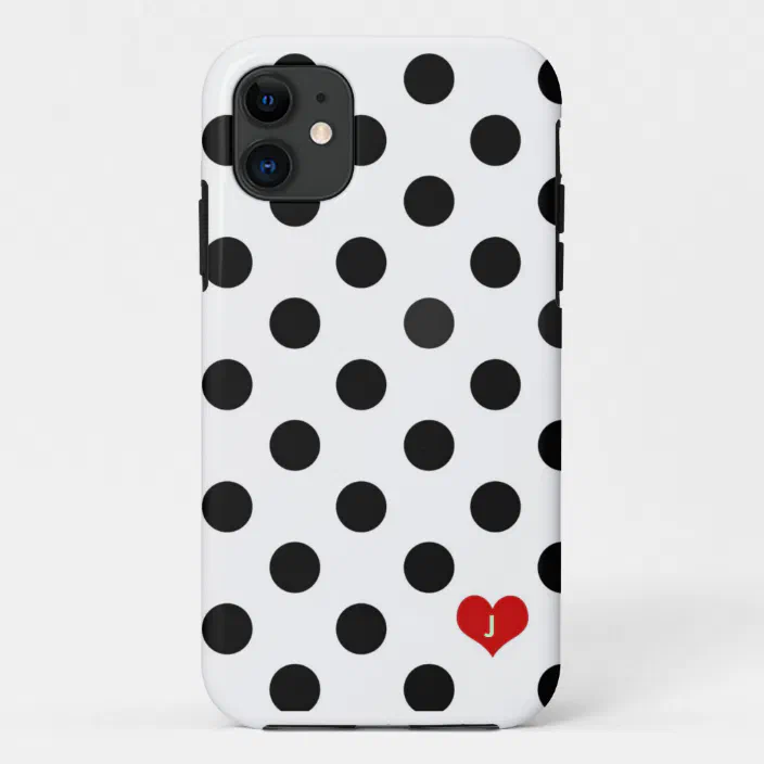 Iphone 5 Polka Dot Black White Dotted Heart Case Zazzle Com
