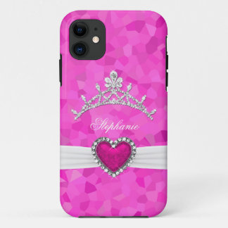iPhone 5 Princess Silver Tiara Hot Pink Bejeweled 11 Case