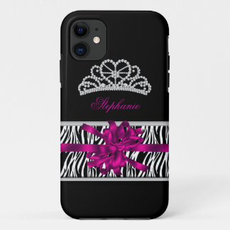 iPhone 5 Princess Silver Tiara Pink Zebra 11 Case