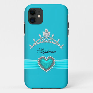 iPhone 5 Princess Silver Tiara Teal Bejeweled 11 Case