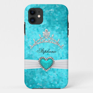 iPhone 5 Princess Silver Tiara Teal Bejeweled 11 Case