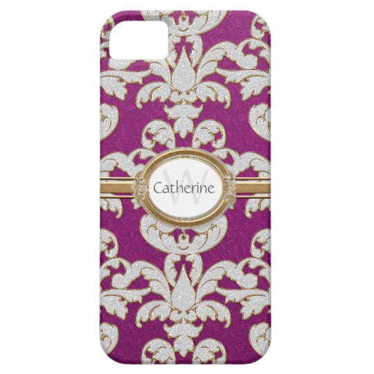 Iphone 5 Sparkle Floral Leaf Damask Personalized iPhone SE/5/5s Case