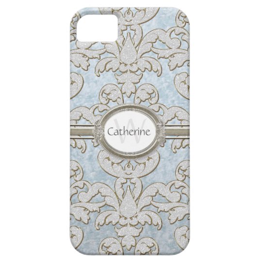 Iphone 5 Sparkle Floral Leaf Damask Personalized iPhone SE/5/5s Case