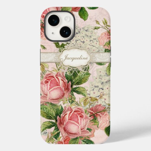 IPhone 5 _ Vintage English Rose Lace n Hydrangea Case_Mate iPhone 14 Case