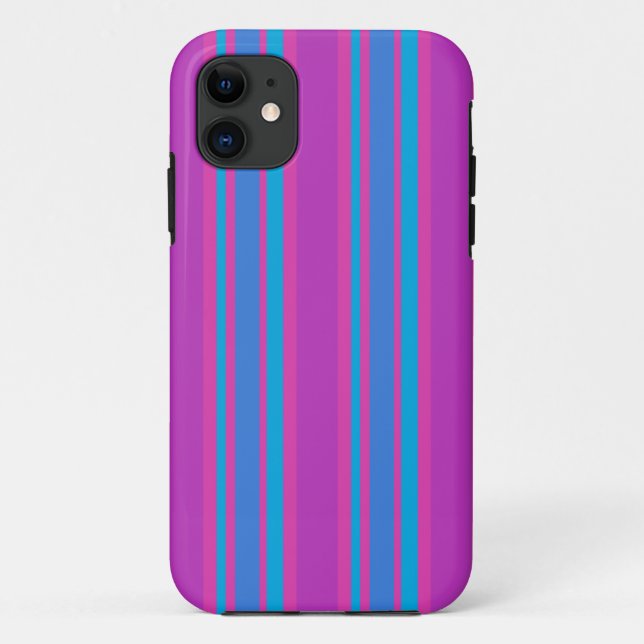 iPhone 5s Case:  Magenta, and Bright Blue Stripes Case-Mate iPhone Case (Back)