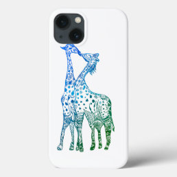 iPhone 6/6s, Tough Xtreme Blue Green Giraffes iPhone 13 Case