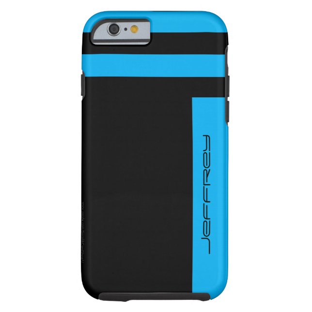 iPhone 6 Case Cyan Blue & Black Two Way Stripe (Back)
