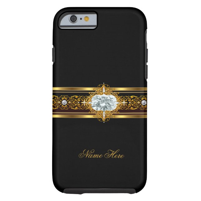 iPhone 6 case Elegant Classy Gold Black Floral (Back)