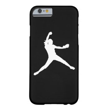 Iphone 6 Case Fastpitch Silhouette White On Black by sportsdesign at Zazzle