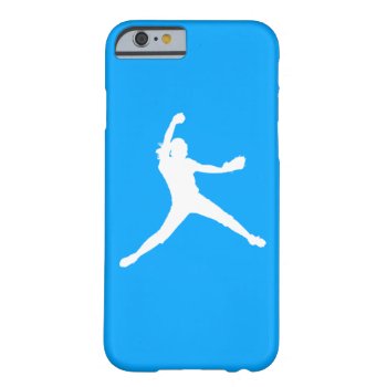 Iphone 6 Case Fastpitch Silhouette White On Blue by sportsdesign at Zazzle