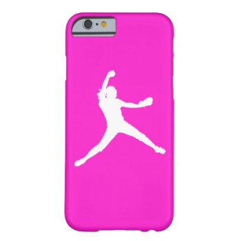Iphone 6 Case Fastpitch Silhouette White On Pink by sportsdesign at Zazzle