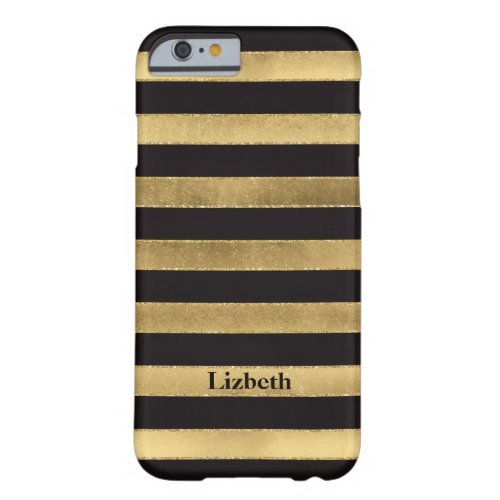 iPhone 6 Case  FAUX Gold Foil  Black Stripes