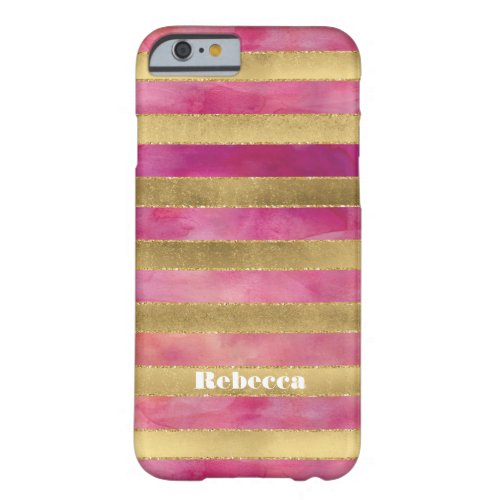 iPhone 6 Case  FAUX Gold Foil Stripes Watercolors