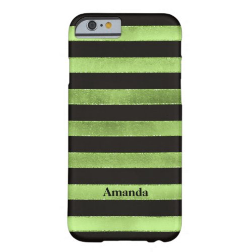 iPhone 6 Case  FAUX Lime Foil  Black Stripes