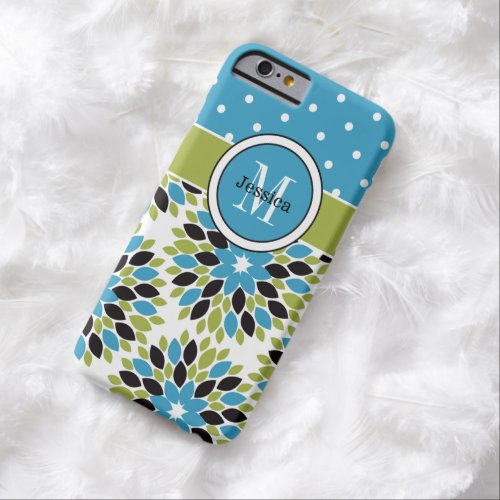 iPhone 6 Case  Floral Dots  Blue Green