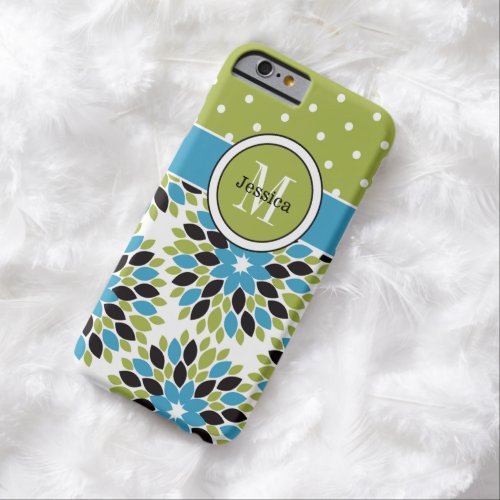 iPhone 6 Case  Floral Dots  Blue Green 2