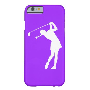 Iphone 6 Case Lady Golfer Silhouette White On Purp by sportsdesign at Zazzle