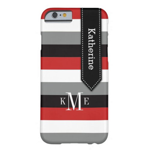 iPhone 6 Case  Stripes  Red Gray Black