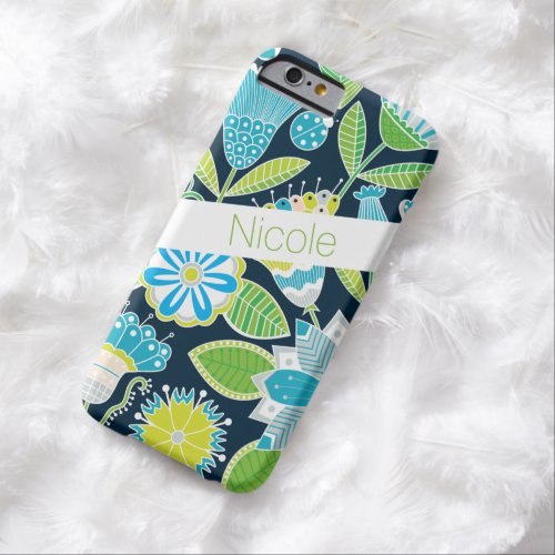 iPhone 6 Case  Whimsical Flowers  Blue Green