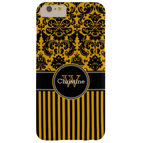 iPhone 6 Plus Case  Damask  Stripes  Mustard