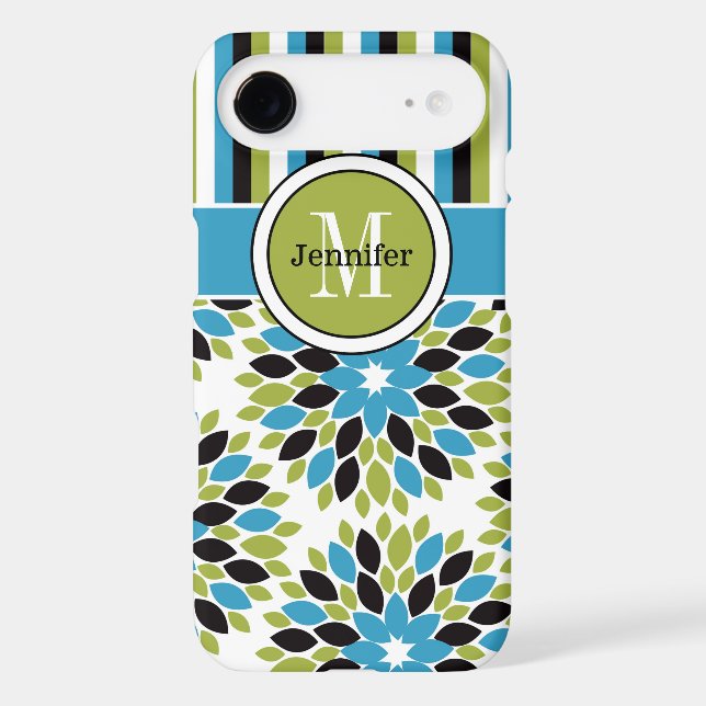 iPhone 6 Plus Case | Floral, Stripes | Blue, Green (Back)
