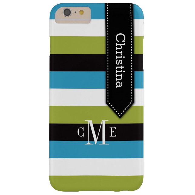 iPhone 6 Plus Case | Stripes | Blue, Green, Black (Back)