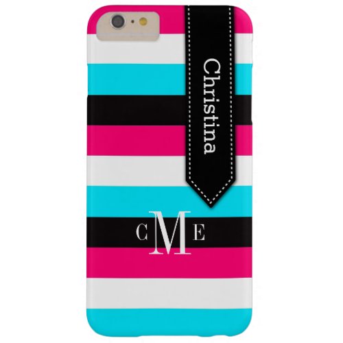 iPhone 6 Plus Case  Stripes  Blue Pink Black