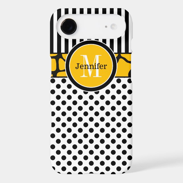 iPhone 6 Plus Case | Stripes, Dots | Yellow (Back)
