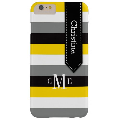 iPhone 6 Plus Case  Stripes  Yellow Gray Black