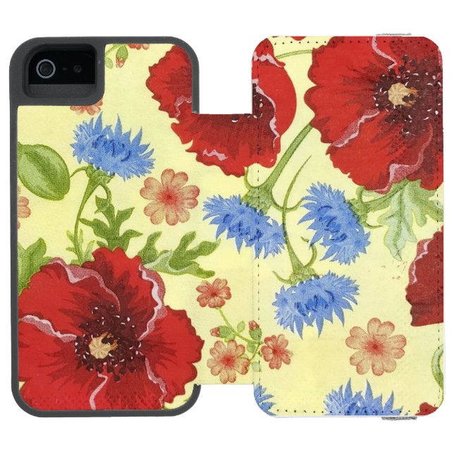 iPhone 6 Wallet Case Poppy Pattern (Folio Open)