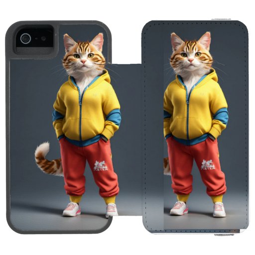 Iphone 6 wallet case with cat sticker design tatto