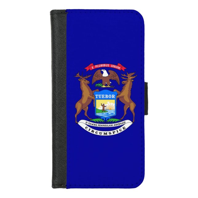 iPhone 7/8 Wallet Case with Flag of Michigan (Front)