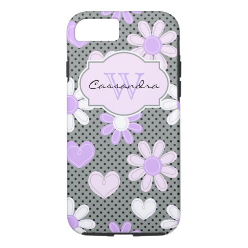 iPhone 7 Case  Daisies  Polka Dots  Hearts