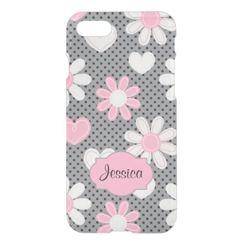 iPhone 7 Case  Daisies Polka Dots Hearts