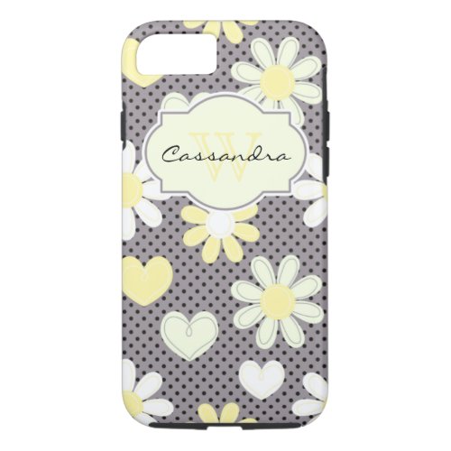 iPhone 7 Case  Daisies  Polka Dots  Hearts