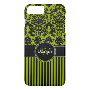iPhone 7 Case Damask Stripes Green