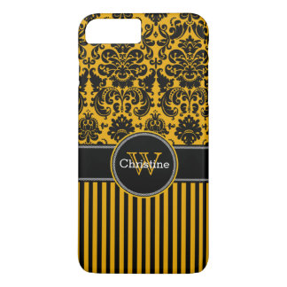 iPhone 7 Case | Damask | Stripes | Mustard