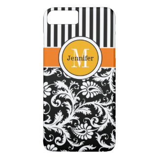 iPhone 7 Case | Damask, Stripes | Orange Gold