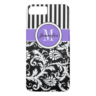 iPhone 7 Case | Damask | Stripes | Purple 2