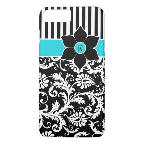 iPhone 7 Case  Damask  Stripes  Turquoise