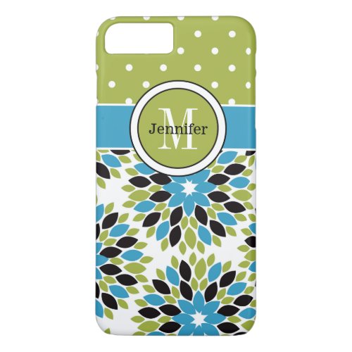 iPhone 7 Case  Floral Dots  Blue Green 2