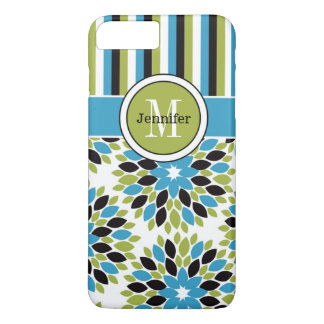 iPhone 7 Case | Floral, Stripes | Blue, Green